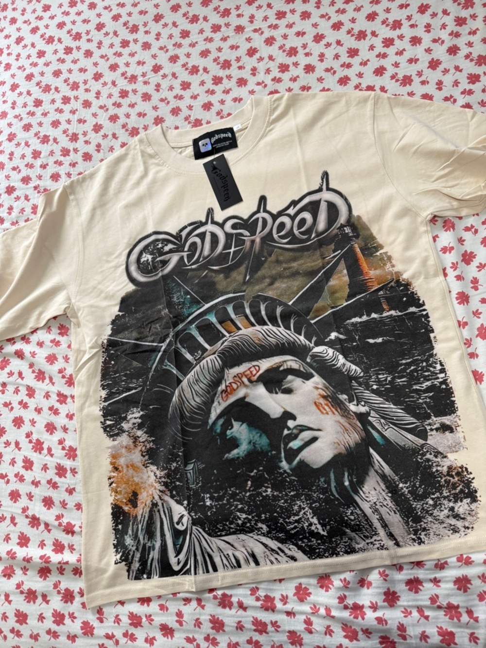 Godspeed Cream Short-Sleeve Graphic Tee - Statue Artwork